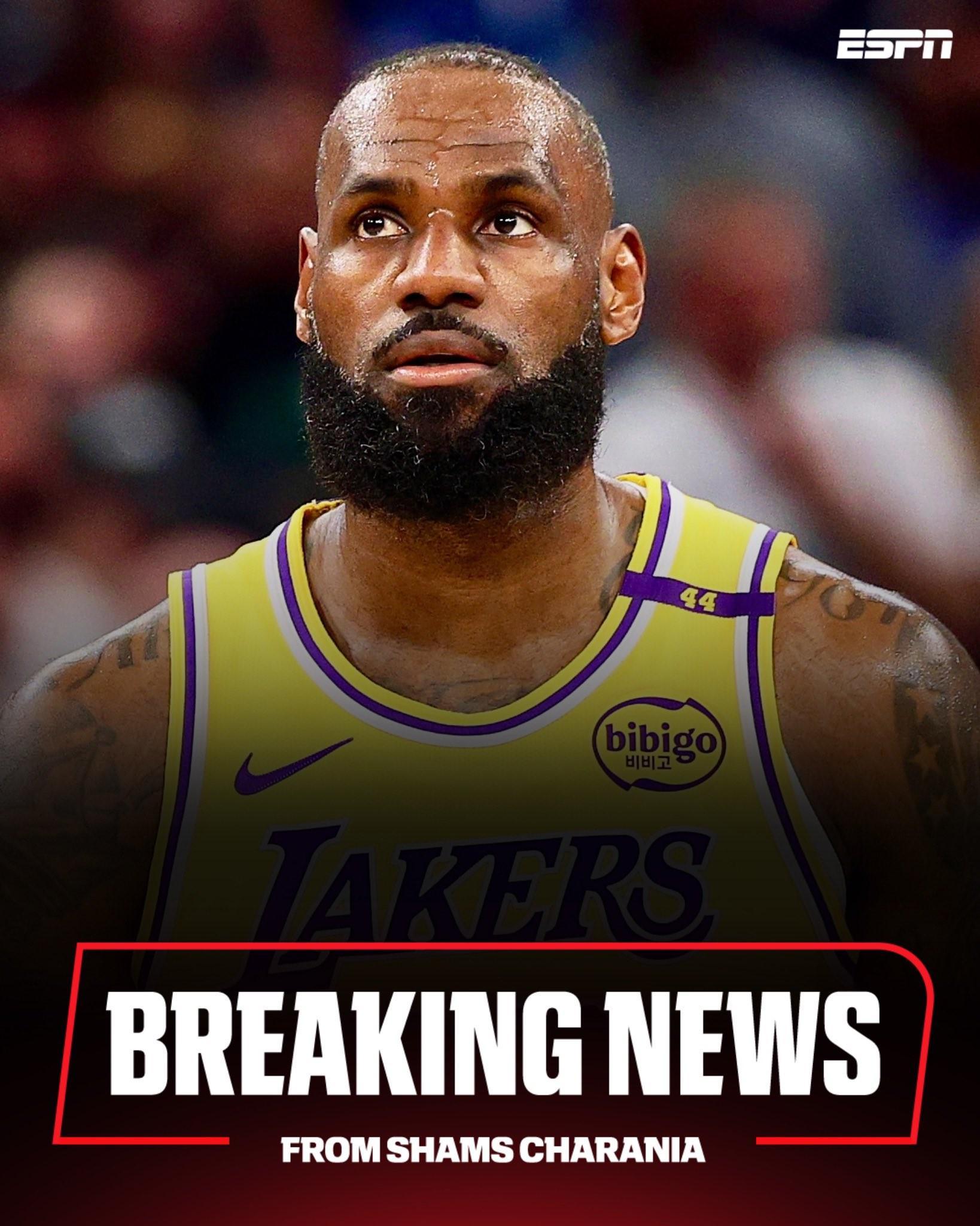 Shams：詹姆斯確認今日復出，將上演生涯第23個賽季的首秀